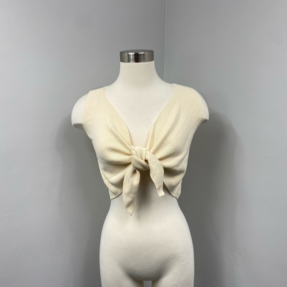 Shein Yellow Tie Crop Top - Picture 1 of 14